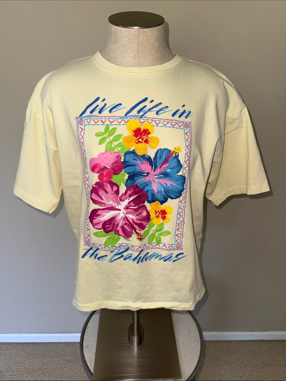 Zara Live Life in the Bahamas Yellow Floral Kids Tee